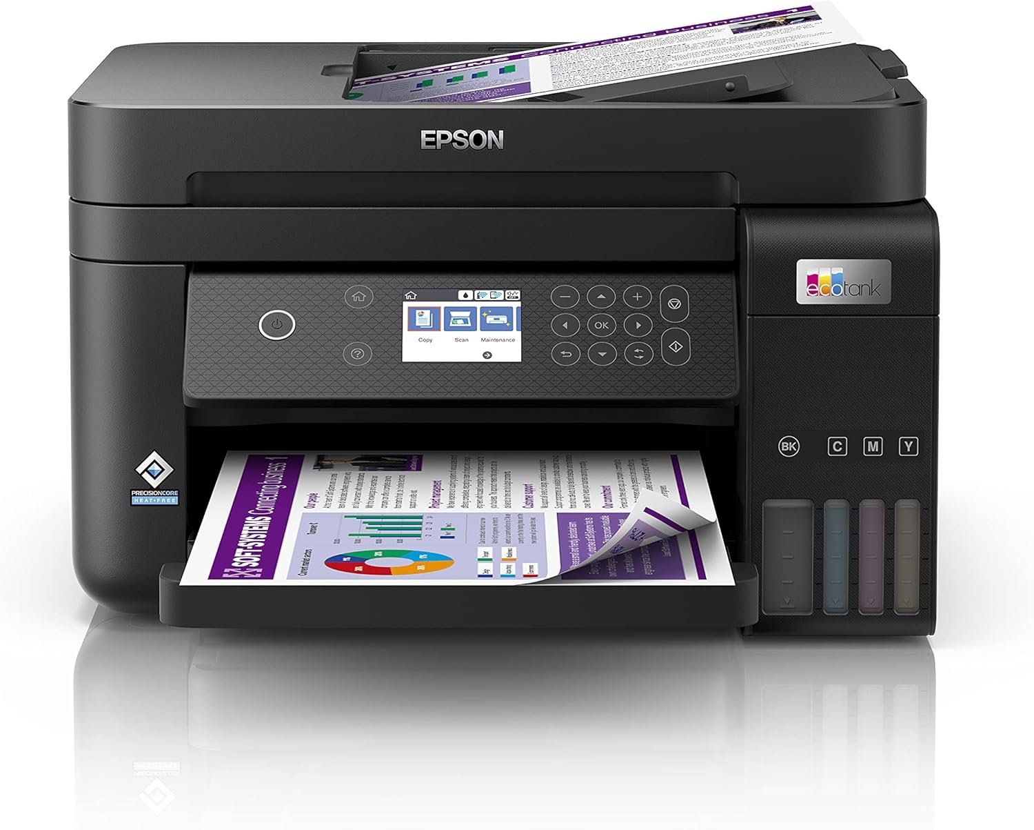Epson Ecotank L6270 Office Ink Tank Printer A4 Colour 3-In-1 Printer With Adf, Wi-Fi And Smart Panel Connectivity And Lcd Screen, Black, Compact